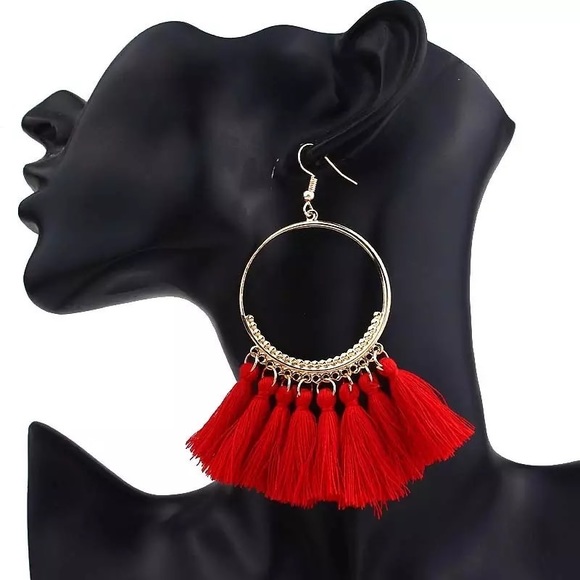 3/$22 Bohemian Tassel Fringe Hook Earrings - Picture 3 of 8
